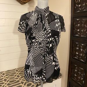 Worthington geometric-print fitted blouse w/ cami